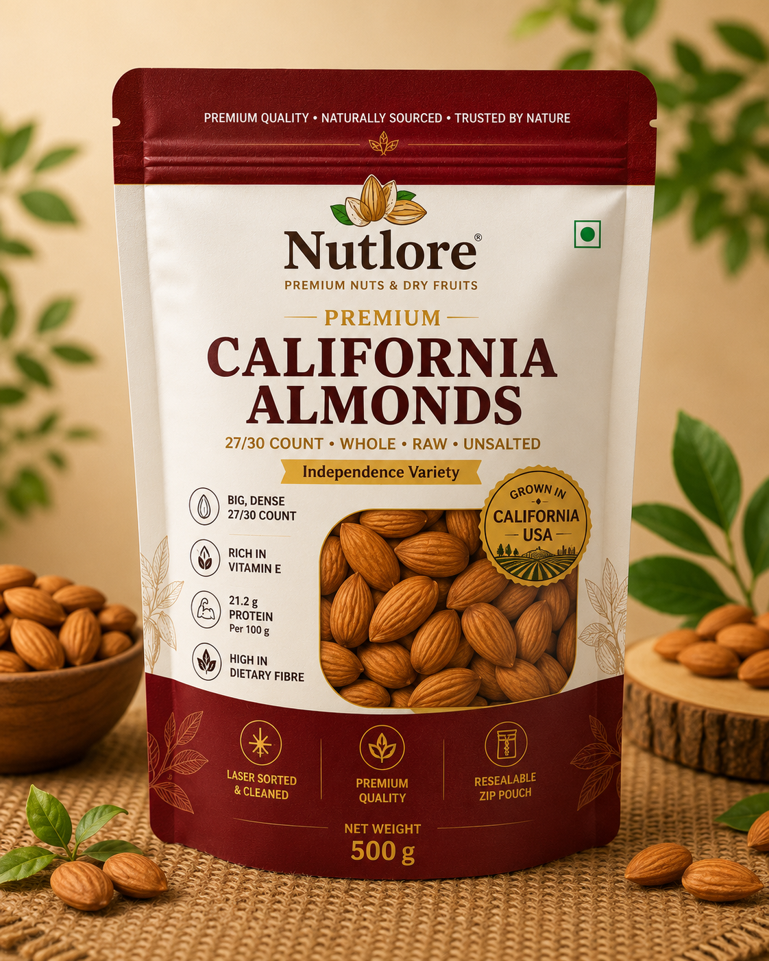 ChatGPT Image Jul 24, 2026, 10_52_08 PM Nutlore California Almonds - 500 g - Image 1
