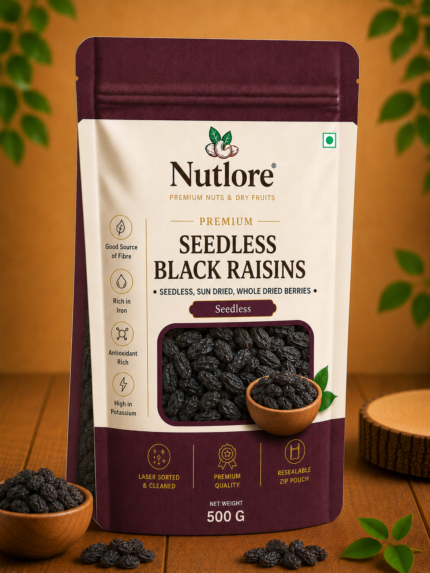 Nutlore Seedless Black Raisins - 500 g