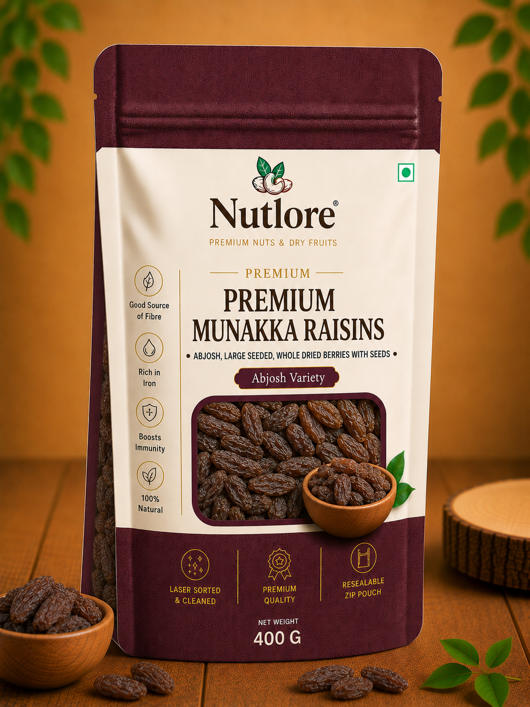 ChatGPT Image Jul 26, 2026, 01_10_32 PM Nutlore Afghani Munakka Raisins - 400 g - Image 1