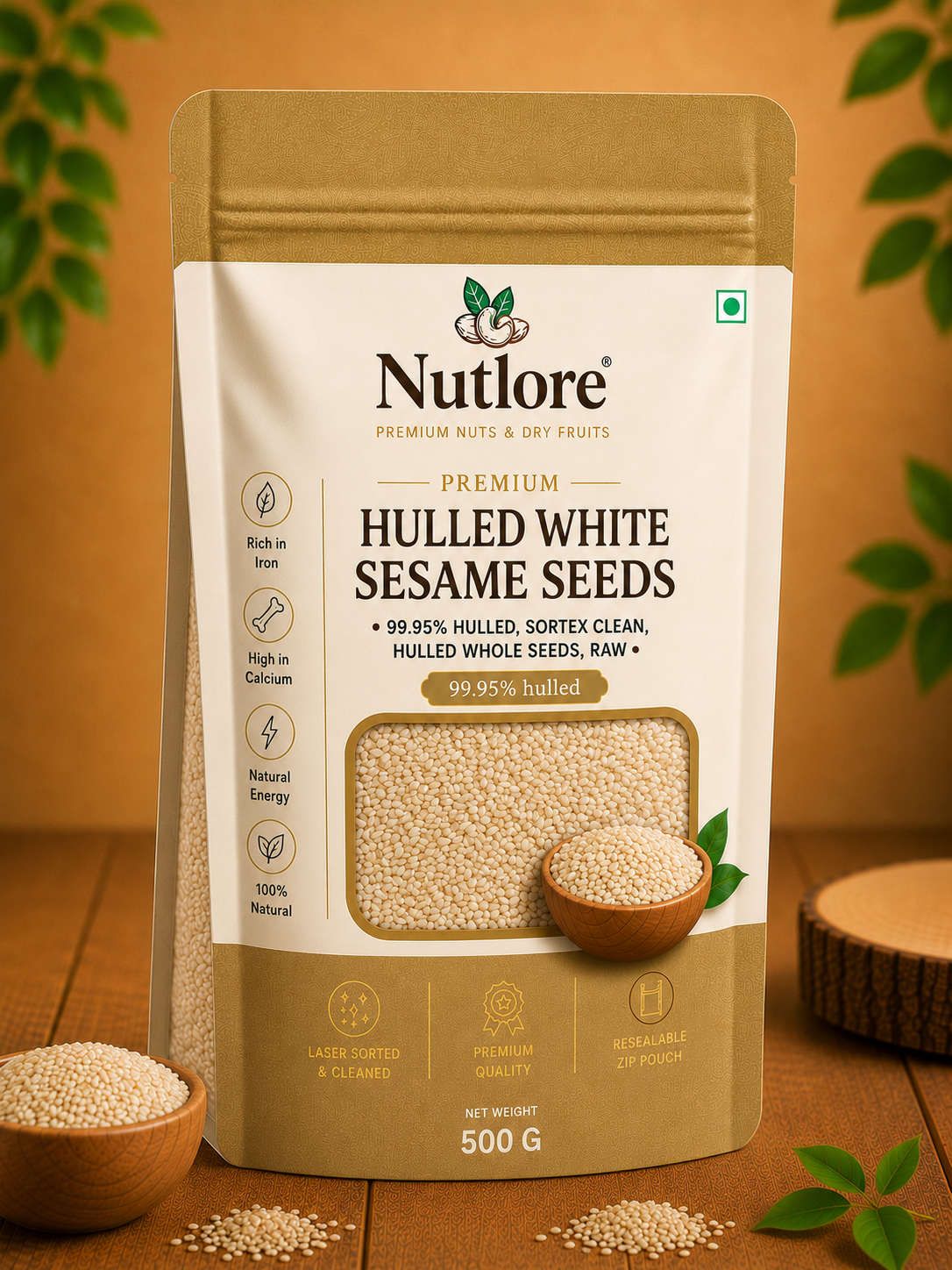 ChatGPT Image Jul 26, 2026, 12_25_20 PM Nutlore Hulled White Sesame Seeds - 500 g - Image 1