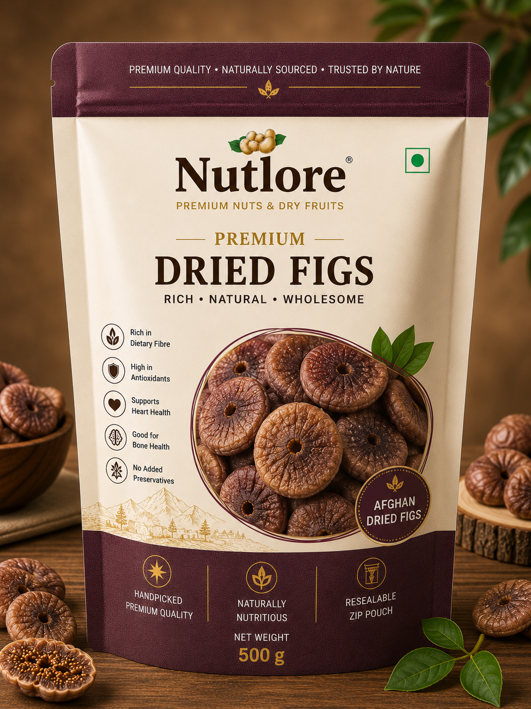 Premium Dried Figs1 Nutlore Afghan Dried Figs - 500 g - Image 1